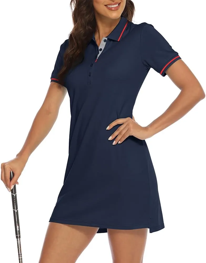 YSENTO Women Tennis Dress Short Sleeve UPF 50  Activewear Athletic Polo Golf Dresses