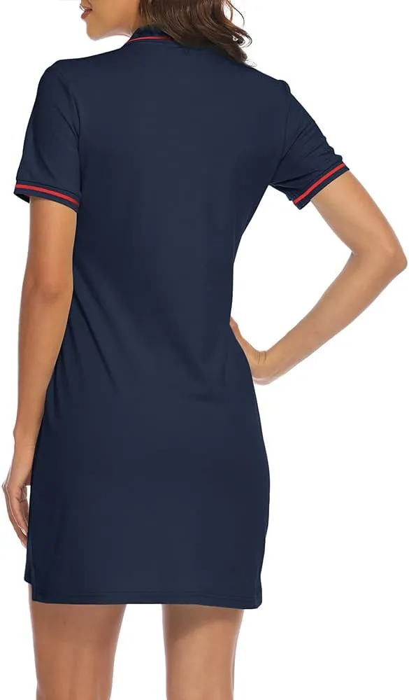 YSENTO Women Tennis Dress Short Sleeve UPF 50  Activewear Athletic Polo Golf Dresses