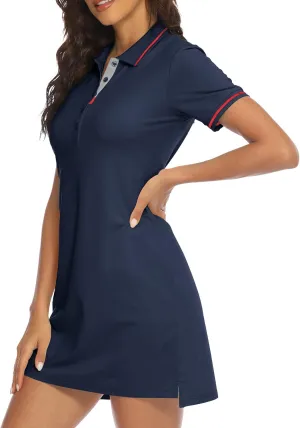 YSENTO Women Tennis Dress Short Sleeve UPF 50  Activewear Athletic Polo Golf Dresses